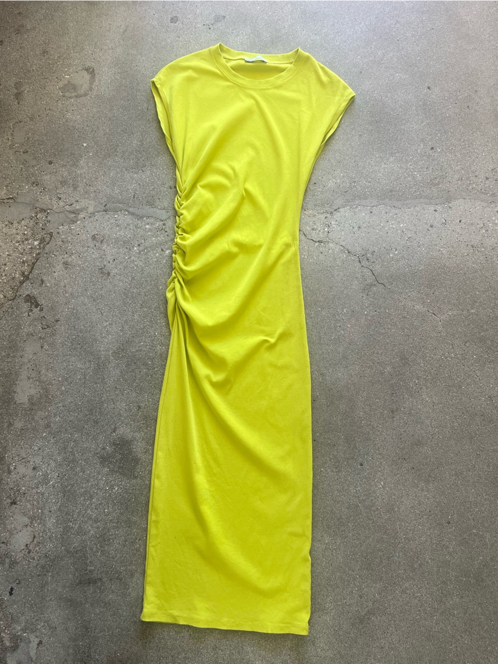 Zara bright yellow ruched dress